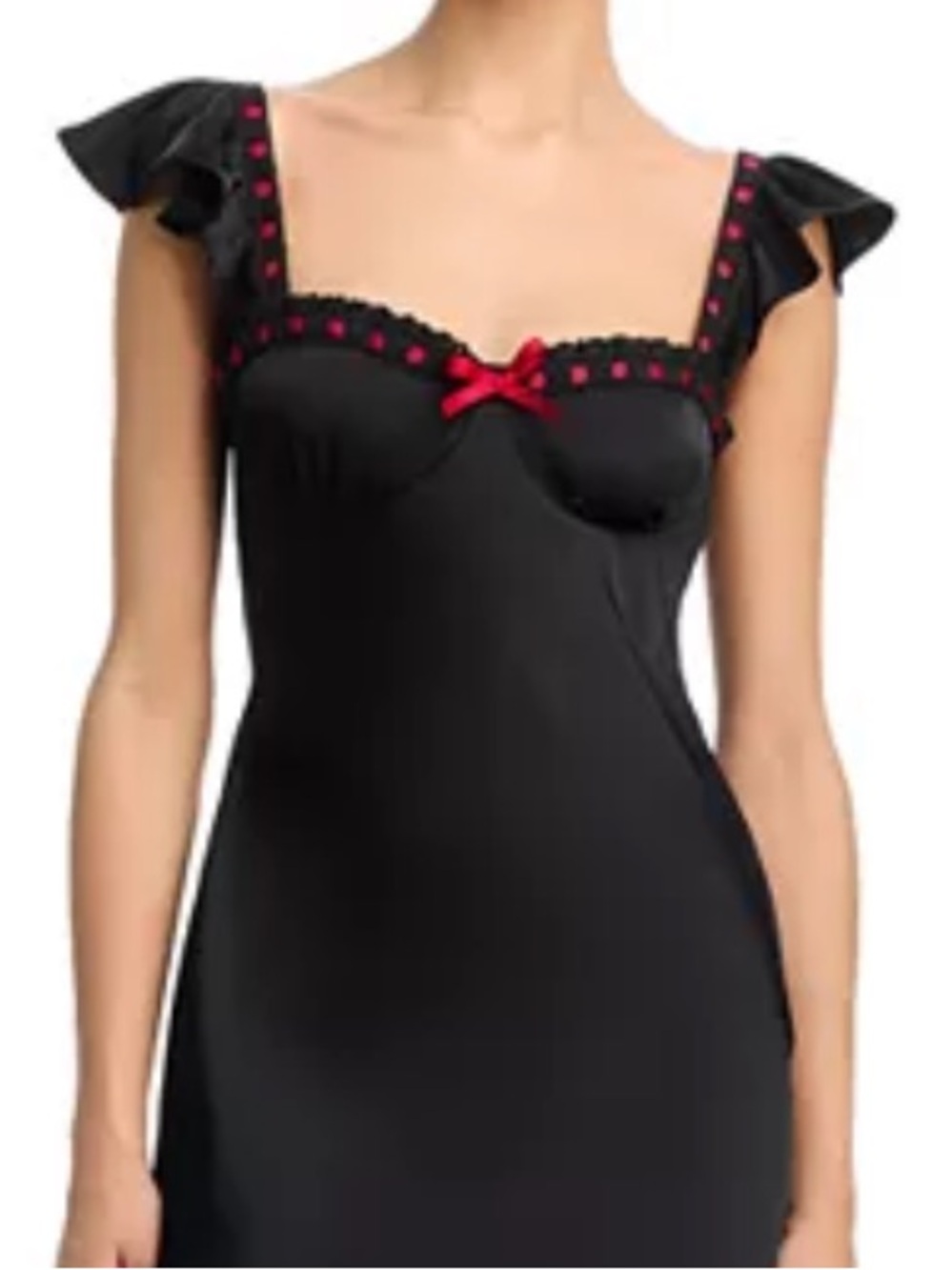 Boldly romantic, AQUA × "Wuthering Heights" satin black dress